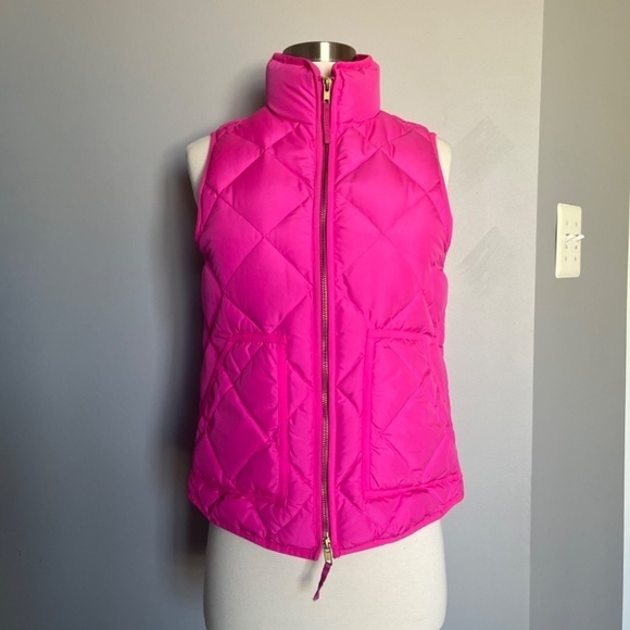 J Crew Hot‎ Pink Quilted Zip Excursion Puffer Vest XS - Picture 5 of 9